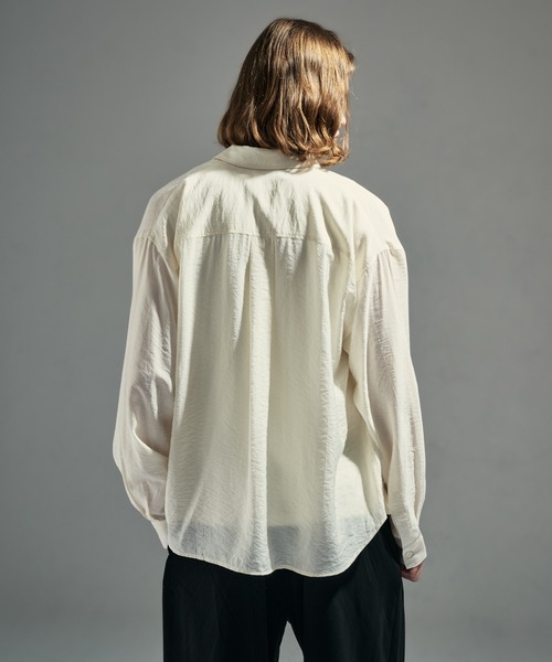 WETTEMPT（ウィテンプト）の「RAYON NYLON SHEER STRIPE L/S SHIRT / レーヨンナイロンシアーストライプL/Sシャツ（シャツ/ブラウス・メンズ・ブラック/アイボリー・LARGE/MEDIUM/SMALL）」の8枚目の写真