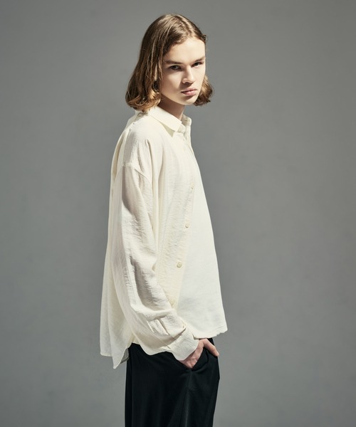 WETTEMPT（ウィテンプト）の「RAYON NYLON SHEER STRIPE L/S SHIRT / レーヨンナイロンシアーストライプL/Sシャツ（シャツ/ブラウス・メンズ・ブラック/アイボリー・LARGE/MEDIUM/SMALL）」の7枚目の写真