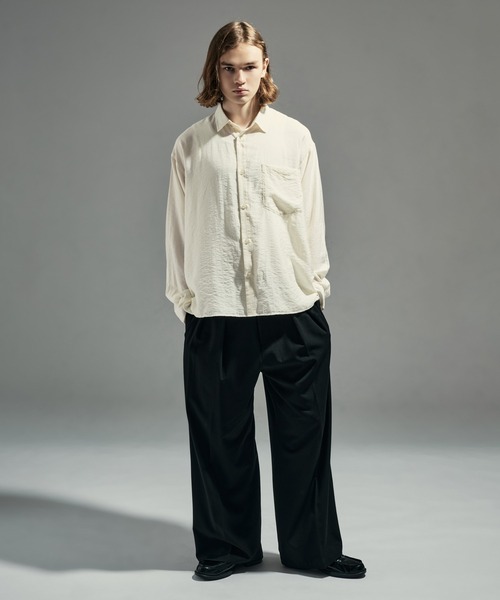WETTEMPT（ウィテンプト）の「RAYON NYLON SHEER STRIPE L/S SHIRT / レーヨンナイロンシアーストライプL/Sシャツ（シャツ/ブラウス・メンズ・ブラック/アイボリー・LARGE/MEDIUM/SMALL）」の11枚目の写真