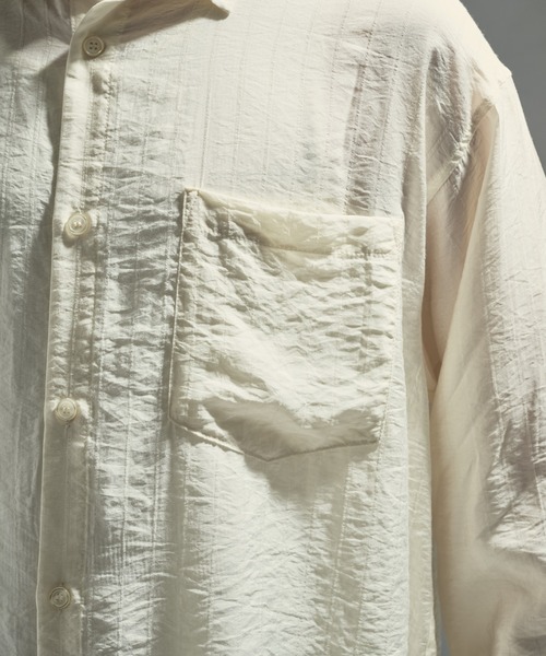 WETTEMPT（ウィテンプト）の「RAYON NYLON SHEER STRIPE L/S SHIRT / レーヨンナイロンシアーストライプL/Sシャツ（シャツ/ブラウス・メンズ・ブラック/アイボリー・LARGE/MEDIUM/SMALL）」の10枚目の写真