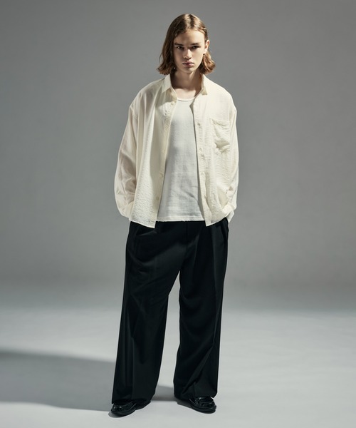 WETTEMPT（ウィテンプト）の「RAYON NYLON SHEER STRIPE L/S SHIRT / レーヨンナイロンシアーストライプL/Sシャツ（シャツ/ブラウス・メンズ・ブラック/アイボリー・LARGE/MEDIUM/SMALL）」の12枚目の写真