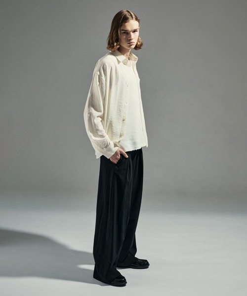 WETTEMPT（ウィテンプト）の「RAYON NYLON SHEER STRIPE L/S SHIRT / レーヨンナイロンシアーストライプL/Sシャツ（シャツ/ブラウス・メンズ・ブラック/アイボリー・LARGE/MEDIUM/SMALL）」の14枚目の写真