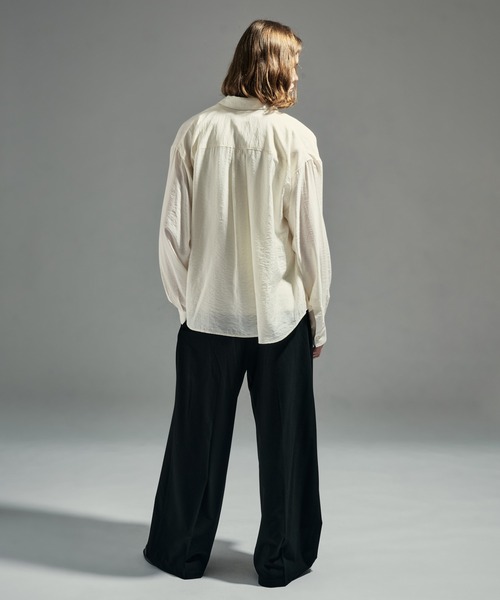 WETTEMPT（ウィテンプト）の「RAYON NYLON SHEER STRIPE L/S SHIRT / レーヨンナイロンシアーストライプL/Sシャツ（シャツ/ブラウス・メンズ・ブラック/アイボリー・LARGE/MEDIUM/SMALL）」の15枚目の写真