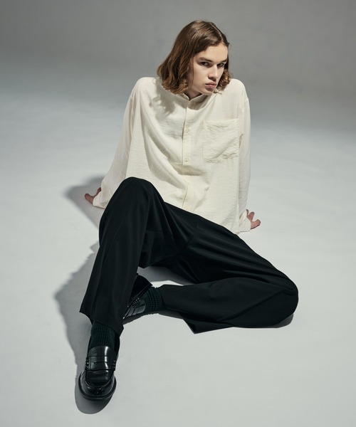 WETTEMPT（ウィテンプト）の「RAYON NYLON SHEER STRIPE L/S SHIRT / レーヨンナイロンシアーストライプL/Sシャツ（シャツ/ブラウス・メンズ・ブラック/アイボリー・LARGE/MEDIUM/SMALL）」の16枚目の写真