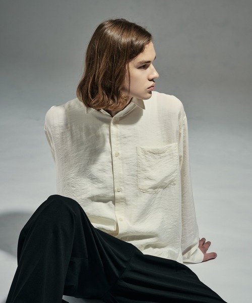 WETTEMPT（ウィテンプト）の「RAYON NYLON SHEER STRIPE L/S SHIRT / レーヨンナイロンシアーストライプL/Sシャツ（シャツ/ブラウス・メンズ・ブラック/アイボリー・LARGE/MEDIUM/SMALL）」の18枚目の写真