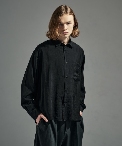 WETTEMPT（ウィテンプト）の「RAYON NYLON SHEER STRIPE L/S SHIRT / レーヨンナイロンシアーストライプL/Sシャツ（シャツ/ブラウス・メンズ・ブラック/アイボリー・LARGE/MEDIUM/SMALL）」の22枚目の写真