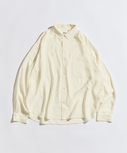 WETTEMPT（ウィテンプト）の「RAYON NYLON SHEER STRIPE L/S SHIRT / レーヨンナイロンシアーストライプL/Sシャツ（シャツ/ブラウス・メンズ・ブラック/アイボリー・LARGE/MEDIUM/SMALL）」の3枚目の写真