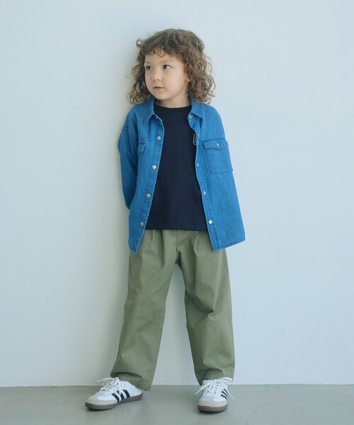 green label relaxing（グリーンレーベルリラクシング）の「ライト ツイル ツータック パンツ / キッズ 100cm-130cm（チノパンツ・キッズ・ネイビー/オリーブ/ベージュ・120cm/130cm/100cm/110cm）」の14枚目の写真