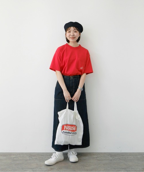PAR ICI(パーリッシィ)の「I'm feeling snackyポッケ刺繍BIG Tシャツ(Tシャツ/カットソー・レディース・マスタード/レッド・FREE)」の14枚目の写真