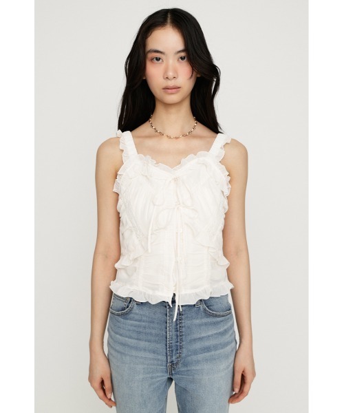 SLY(スライ)の「SHEER SQUEEZE CAMI TOPS シアースクイーズキャミトップス 夏服 秋服(キャミソール・レディース・アイボリー/マルチ・FREE)」の6枚目の写真