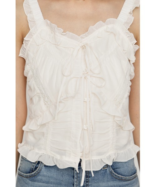 SLY(スライ)の「SHEER SQUEEZE CAMI TOPS シアースクイーズキャミトップス 夏服 秋服(キャミソール・レディース・アイボリー/マルチ・FREE)」の9枚目の写真