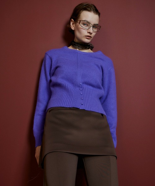 MAISON SPECIAL(メゾンスペシャル)の「【2026Autumn PRE-ORDER】Raccoon Blend 2-Way Front Button Pullover/ラクーンブレンド2WAYフロントボタンPO(ニット/セーター・レディース・ブラック/パープル/グレー/ライム・FREE)」の4枚目の写真