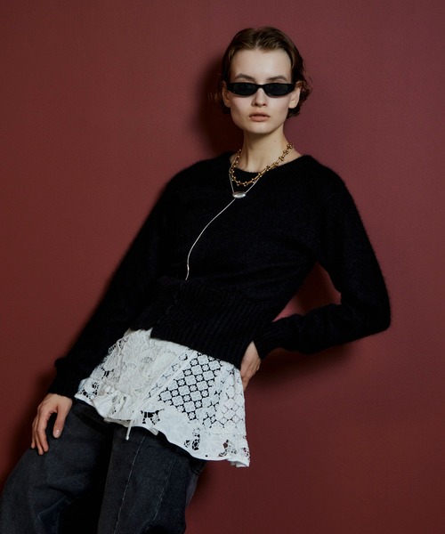 MAISON SPECIAL(メゾンスペシャル)の「【2026Autumn PRE-ORDER】Raccoon Blend 2-Way Front Button Pullover/ラクーンブレンド2WAYフロントボタンPO(ニット/セーター・レディース・ブラック/パープル/グレー/ライム・FREE)」の1枚目の写真
