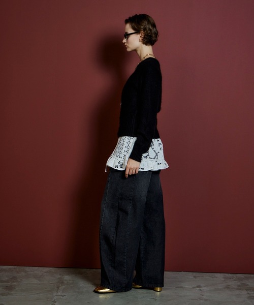 MAISON SPECIAL(メゾンスペシャル)の「【2026Autumn PRE-ORDER】Raccoon Blend 2-Way Front Button Pullover/ラクーンブレンド2WAYフロントボタンPO(ニット/セーター・レディース・ブラック/パープル/グレー/ライム・FREE)」の13枚目の写真