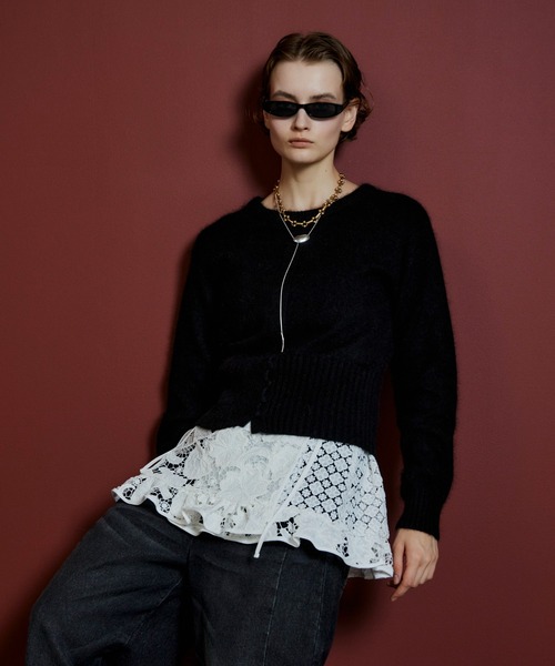 MAISON SPECIAL(メゾンスペシャル)の「【2026Autumn PRE-ORDER】Raccoon Blend 2-Way Front Button Pullover/ラクーンブレンド2WAYフロントボタンPO(ニット/セーター・レディース・ブラック/パープル/グレー/ライム・FREE)」の16枚目の写真