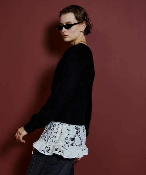 MAISON SPECIAL(メゾンスペシャル)の「【2026Autumn PRE-ORDER】Raccoon Blend 2-Way Front Button Pullover/ラクーンブレンド2WAYフロントボタンPO(ニット/セーター・レディース・ブラック/パープル/グレー/ライム・FREE)」の17枚目の写真