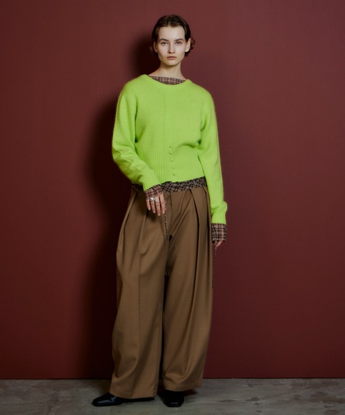 MAISON SPECIAL(メゾンスペシャル)の「【2026Autumn PRE-ORDER】Raccoon Blend 2-Way Front Button Pullover/ラクーンブレンド2WAYフロントボタンPO(ニット/セーター・レディース・ブラック/パープル/グレー/ライム・FREE)」の19枚目の写真