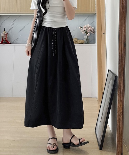 MAISON DE THERESE(メゾン ド テレーズ)の「無地ワーク調 A ラインマキシスカート(デニムスカート・レディース・Black/ライトグレー/White/Navy・M)」の1枚目の写真