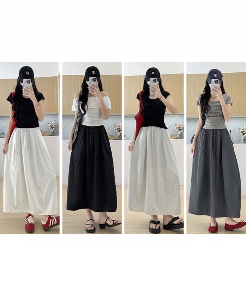 MAISON DE THERESE(メゾン ド テレーズ)の「無地ワーク調 A ラインマキシスカート(デニムスカート・レディース・Black/ライトグレー/White/Navy・M)」の12枚目の写真
