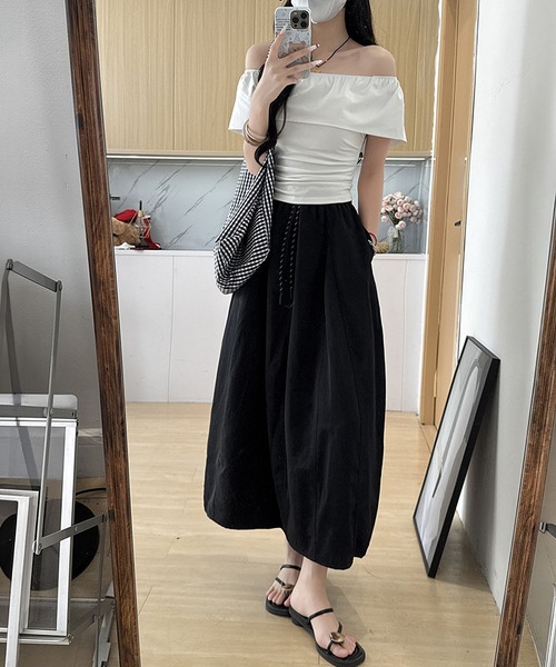 MAISON DE THERESE(メゾン ド テレーズ)の「無地ワーク調 A ラインマキシスカート(デニムスカート・レディース・Black/ライトグレー/White/Navy・M)」の6枚目の写真