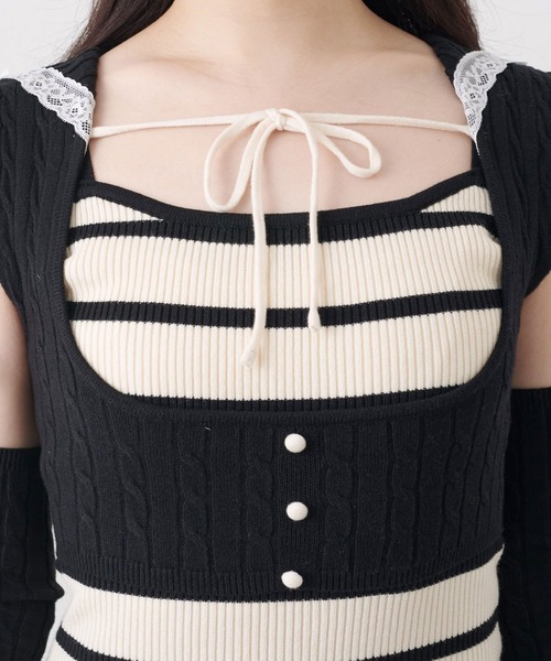 Belle Charme（ベルシャルム）の「【Belle Charme】Arm Warmers　Knit　Onepiece（ワンピース・レディース・ベージュ/ブラック/オフホワイト・FREE）」の14枚目の写真