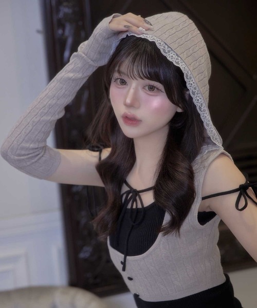 Belle Charme（ベルシャルム）の「【Belle Charme】Arm Warmers　Knit　Onepiece（ワンピース・レディース・ベージュ/ブラック/オフホワイト・FREE）」の21枚目の写真