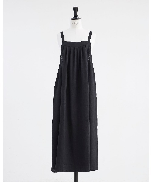 HEAVENLY(ヘブンリー)の「【 HEAVENLY / ヘブンリー 】 9x9 Heavy Linen Tuck Jumperskirt / 9×9 ヘビーリネン タック ジャンパースカート 2637032 DLI(ワンピース・レディース・チャコール/ブラック・FREE)」の2枚目の写真