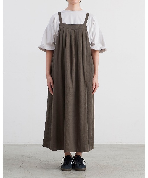 HEAVENLY(ヘブンリー)の「【 HEAVENLY / ヘブンリー 】 9x9 Heavy Linen Tuck Jumperskirt / 9×9 ヘビーリネン タック ジャンパースカート 2637032 DLI(ワンピース・レディース・チャコール/ブラック・FREE)」の9枚目の写真