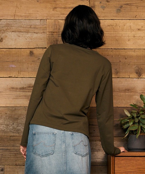RIKKA FEMME(リッカファム)の「RIKKA FEMME/リッカファム 長袖 Tシャツ ロンT ワンポイント ロゴ刺繍 リングドットボタン RF6F-2201(Tシャツ/カットソー・レディース・ブラック/カーキ・S/M/M/L)」の10枚目の写真