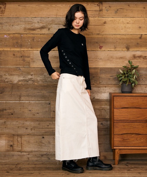 RIKKA FEMME(リッカファム)の「RIKKA FEMME/リッカファム 長袖 Tシャツ ロンT ワンポイント ロゴ刺繍 リングドットボタン RF6F-2201(Tシャツ/カットソー・レディース・ブラック/カーキ・S/M/M/L)」の8枚目の写真