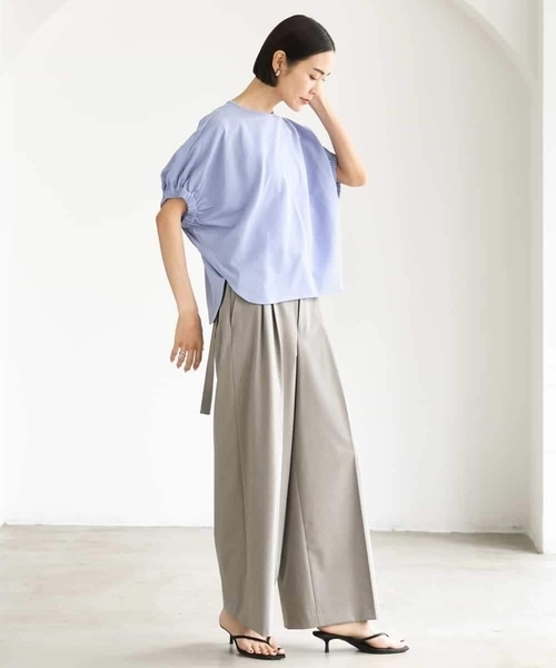 MICHEL KLEIN（ミッシェル・クラン）の「ベルトデザインワイドパンツ（その他パンツ・レディース・チャコールグレー/モカ・38）」の16枚目の写真
