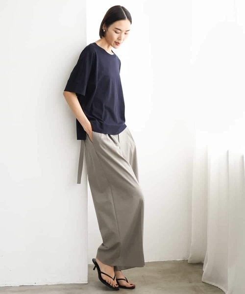 MICHEL KLEIN（ミッシェル・クラン）の「ベルトデザインワイドパンツ（その他パンツ・レディース・チャコールグレー/モカ・38）」の18枚目の写真