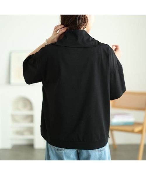 GOLDJAPAN(ゴールドジャパン)の「ビッグカラーハーフZIPプルオーバー【大きいサイズ対応】(Tシャツ/カットソー・レディース・ブラック・LL/3L/4L/5L)」の8枚目の写真