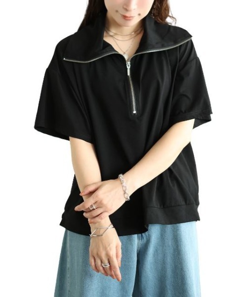 GOLDJAPAN(ゴールドジャパン)の「ビッグカラーハーフZIPプルオーバー【大きいサイズ対応】(Tシャツ/カットソー・レディース・ブラック・LL/3L/4L/5L)」の21枚目の写真