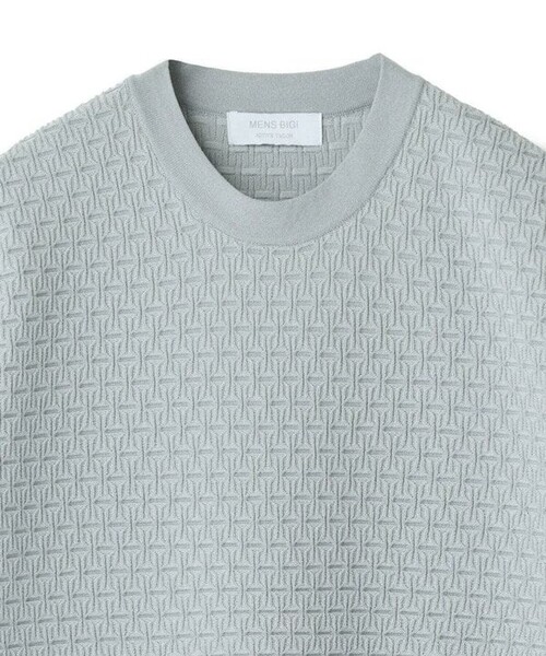 MEN'S BIGI（メンズビギ）の「ブリスタージャカード 変形ケーブルモックネックロングTEE（Tシャツ/カットソー・メンズ・チャコールグレー/オフホワイト/ネイビー・02/01/04/03）」の22枚目の写真