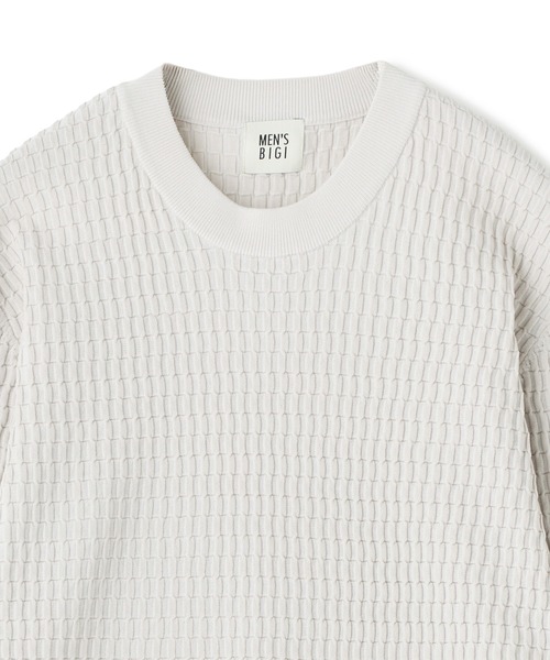 MEN'S BIGI（メンズビギ）の「ブリスタージャカード 変形ケーブルモックネックロングTEE（Tシャツ/カットソー・メンズ・チャコールグレー/オフホワイト/ネイビー・02/01/04/03）」の15枚目の写真