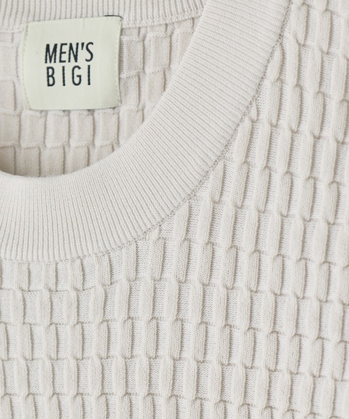 MEN'S BIGI（メンズビギ）の「ブリスタージャカード 変形ケーブルモックネックロングTEE（Tシャツ/カットソー・メンズ・チャコールグレー/オフホワイト/ネイビー・02/01/04/03）」の16枚目の写真