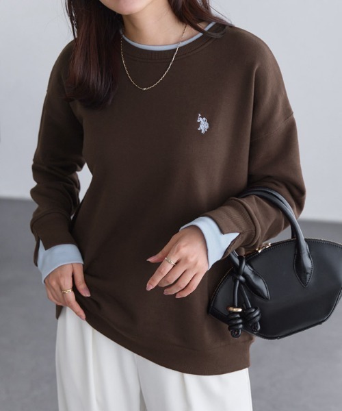 Pierrot(ピエロ)の「U.S. POLO ASSN. レイヤード風スウェット(スウェット・レディース・ブラウン/アイボリー/杢グレー/ブラック・L/LL/M)」の4枚目の写真