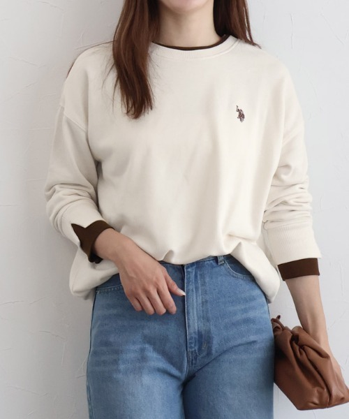 Pierrot(ピエロ)の「U.S. POLO ASSN. レイヤード風スウェット(スウェット・レディース・ブラウン/アイボリー/杢グレー/ブラック・L/LL/M)」の1枚目の写真