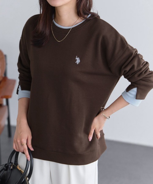 Pierrot(ピエロ)の「U.S. POLO ASSN. レイヤード風スウェット(スウェット・レディース・ブラウン/アイボリー/杢グレー/ブラック・L/LL/M)」の12枚目の写真