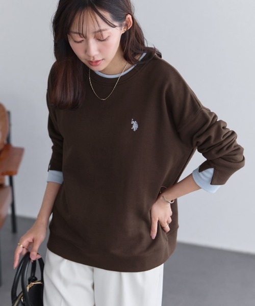 Pierrot(ピエロ)の「U.S. POLO ASSN. レイヤード風スウェット(スウェット・レディース・ブラウン/アイボリー/杢グレー/ブラック・L/LL/M)」の13枚目の写真