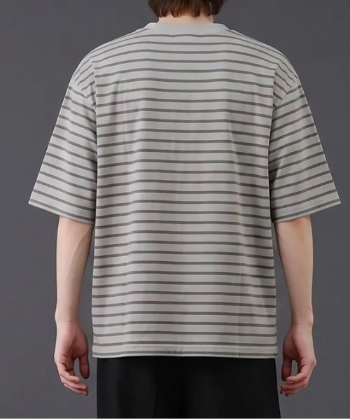 revertical(リバーティカル)の「ボーダー ヘンリーネック 半袖Tシャツ(Tシャツ/カットソー・メンズ・グレー/ベージュ/ブラック・MEDIUM/LARGE)」の10枚目の写真