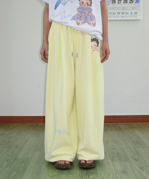 BETTY BOOP LETTERING SWEAT JOGGER PANTS SOFT YELLOW