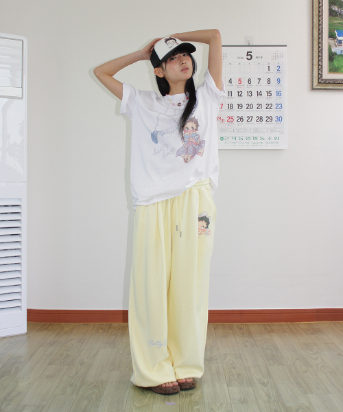 RONRON（ロンロン）の「BETTY BOOP LETTERING SWEAT JOGGER PANTS SOFT YELLOW（スウェットパンツ・レディース・その他・FREE）」の5枚目の写真