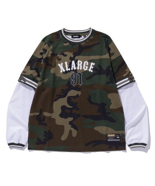 XLARGE(エクストララージ)の「XLARGE 91LAYERD L/S TEE(Tシャツ/カットソー・メンズ・ブラック/カモフラージュ・L/XL/S/M)」の1枚目の写真