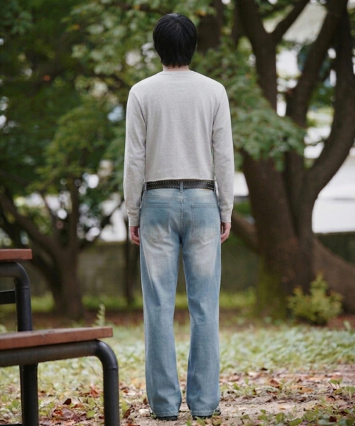 GCLIP（ジクリップ）の「リラックス セミワイド ブラシ ウォッシュド ハーフバンディング デニムパンツ - [ブルー]（デニムパンツ・メンズ・ブルー・X-LARGE/LARGE/MEDIUM/XX-LARGE）」の12枚目の写真
