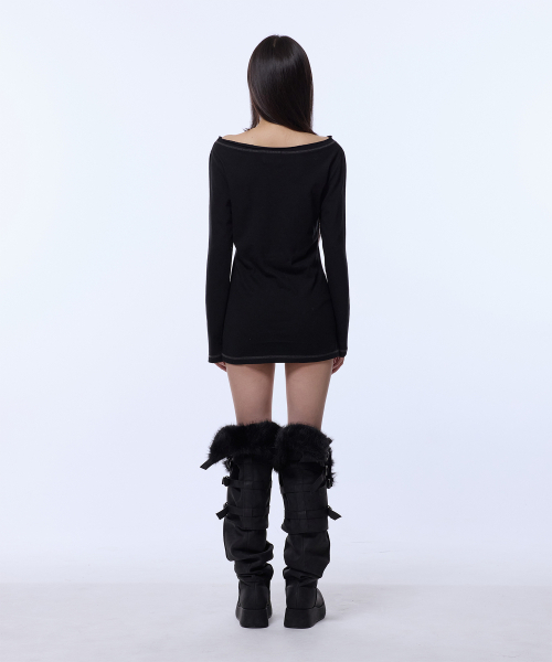 GILAARCHIVE（ギラアーカイブ）の「ONE SHOULDER EYELET LONG SLEEVE_BLACK（Tシャツ/カットソー・レディース・その他・FREE）」の3枚目の写真