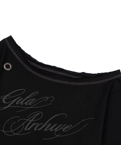GILAARCHIVE（ギラアーカイブ）の「ONE SHOULDER EYELET LONG SLEEVE_BLACK（Tシャツ/カットソー・レディース・その他・FREE）」の6枚目の写真