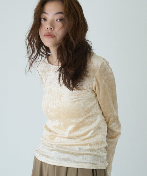 COLONY 2139(コロニートゥーワンスリーナイン)の「フロッキーメッシュ2WAYスクエアプルオーバー(Tシャツ/カットソー・レディース・ブラウン/チャコールグレー/ブラック/グレイッシュベージュ/アイボリー・FREE)」の6枚目の写真