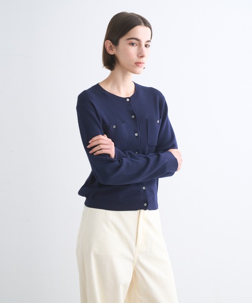 three dots（スリードッツ）の「エアーコットン カーディガン（カーディガン/ボレロ・レディース・ネイビー/グレー系その他/ブルー系その他・SMALL）」の10枚目の写真